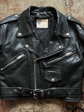 Vintage 1980's Black Leather punk Jacket
